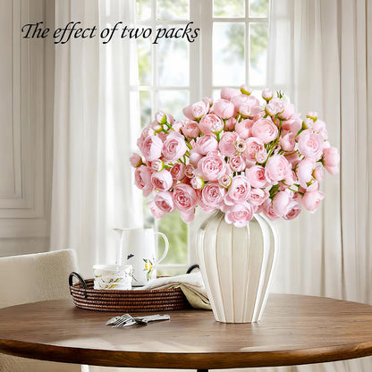 Ranunculus Artificial Flower Pink Faux Silk Mini Peony Flowers Fake Peonies Wedding Flowers DIY Bouquet for Centerpieces Arrangements Bridal Shower Decorations 15 Pcs