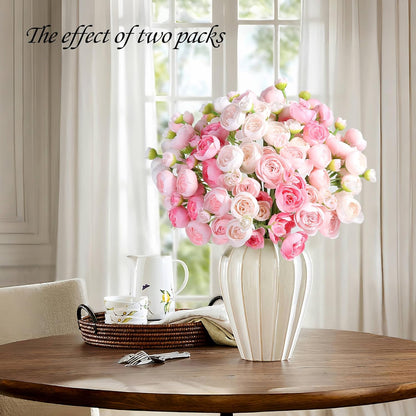 Ranunculus Artificial Flower Pink Faux Silk Mini Peony Flowers Fake Peonies Wedding Flowers DIY Bouquet for Centerpieces Arrangements Bridal Shower Decorations 15 Pcs