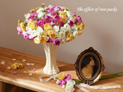 Ranunculus Artificial Flower Pink Faux Silk Mini Peony Flowers Fake Peonies Wedding Flowers DIY Bouquet for Centerpieces Arrangements Bridal Shower Decorations 15 Pcs