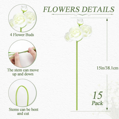 Ranunculus Artificial Flower Pink Faux Silk Mini Peony Flowers Fake Peonies Wedding Flowers DIY Bouquet for Centerpieces Arrangements Bridal Shower Decorations 15 Pcs