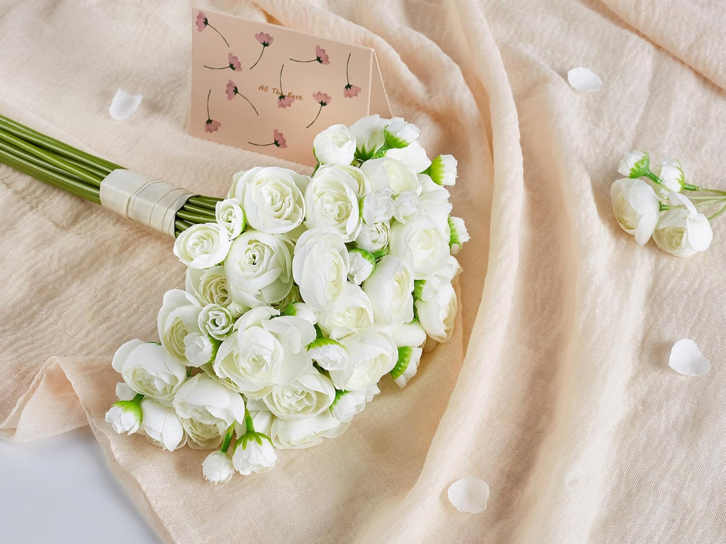 Ranunculus Artificial Flower Pink Faux Silk Mini Peony Flowers Fake Peonies Wedding Flowers DIY Bouquet for Centerpieces Arrangements Bridal Shower Decorations 15 Pcs