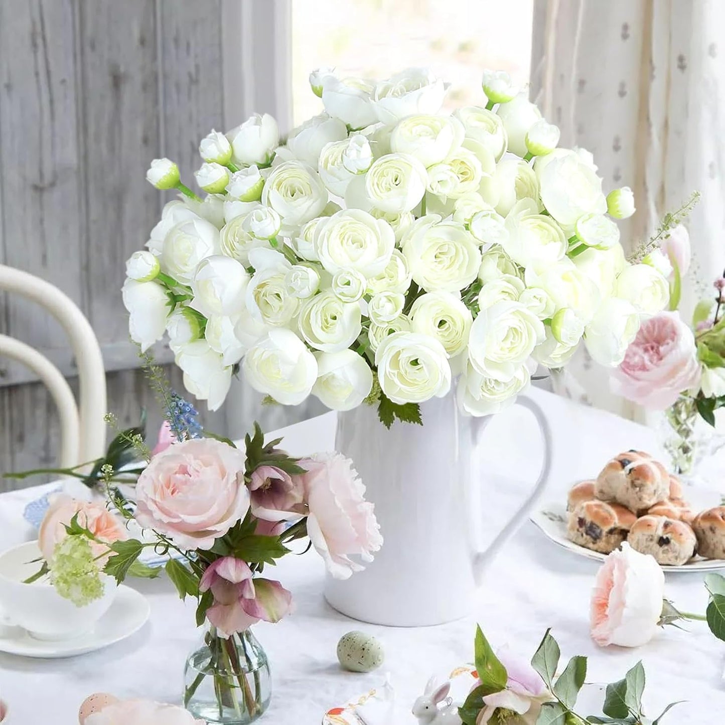 Ranunculus Artificial Flower Pink Faux Silk Mini Peony Flowers Fake Peonies Wedding Flowers DIY Bouquet for Centerpieces Arrangements Bridal Shower Decorations 15 Pcs