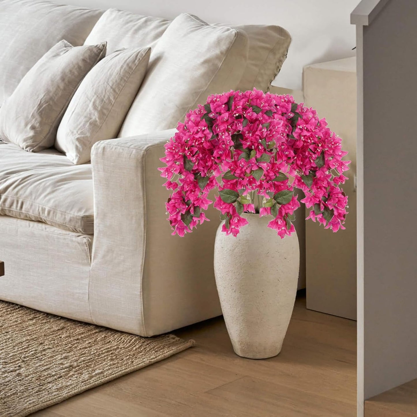 4PCS Bougainvillea Artificial Flowers 42" Long Stem Pink Faux Silk Bougainvillea Flowers Fake Hanging Flower Branches for Wedding Table Centerpieces Home Garden Arch Wall Decorations (Deep Pink)