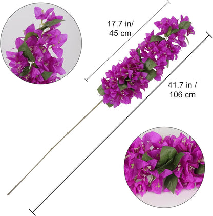 4PCS Bougainvillea Artificial Flowers 42" Long Stem Pink Faux Silk Bougainvillea Flowers Fake Hanging Flower Branches for Wedding Table Centerpieces Home Garden Arch Wall Decorations (Deep Pink)