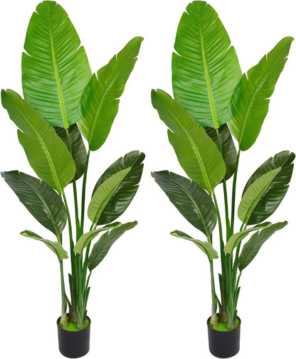 Artificial Bird of Paradise Plant 5.2FT Set of 2 Lifelike Tall Potted Plant