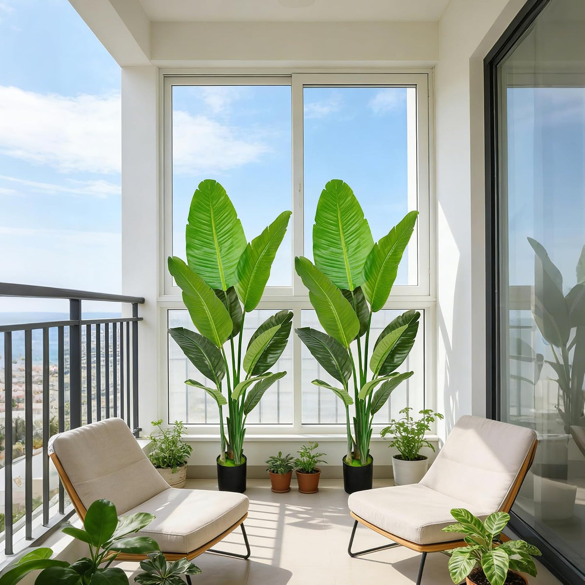 Artificial Bird of Paradise Plant 5.2FT Set of 2 Lifelike Tall Potted Plant
