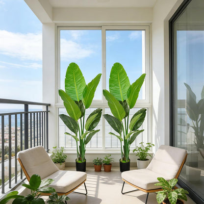Artificial Bird of Paradise Plant 5.2FT Set of 2 Lifelike Tall Potted Plant