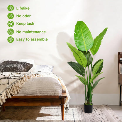 Artificial Bird of Paradise Plant 5.2FT Set of 2 Lifelike Tall Potted Plant