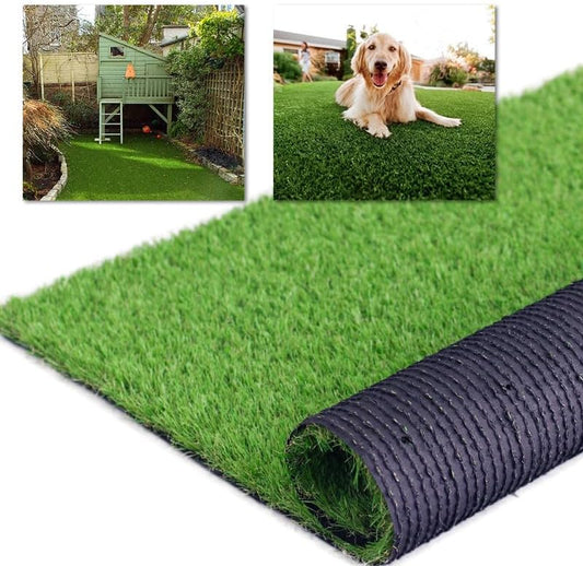 3FT x 10FT Artificial Turf 1.38inch Simulated Synthetic Fake Grass with Drainage Holes, Reusable Grass Urinal for Dogs, Backyard Lawn Rug Doormat Decorations, Custom