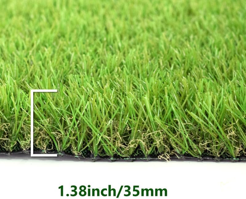 3FT x 10FT Artificial Turf 1.38inch Simulated Synthetic Fake Grass with Drainage Holes, Reusable Grass Urinal for Dogs, Backyard Lawn Rug Doormat Decorations, Custom