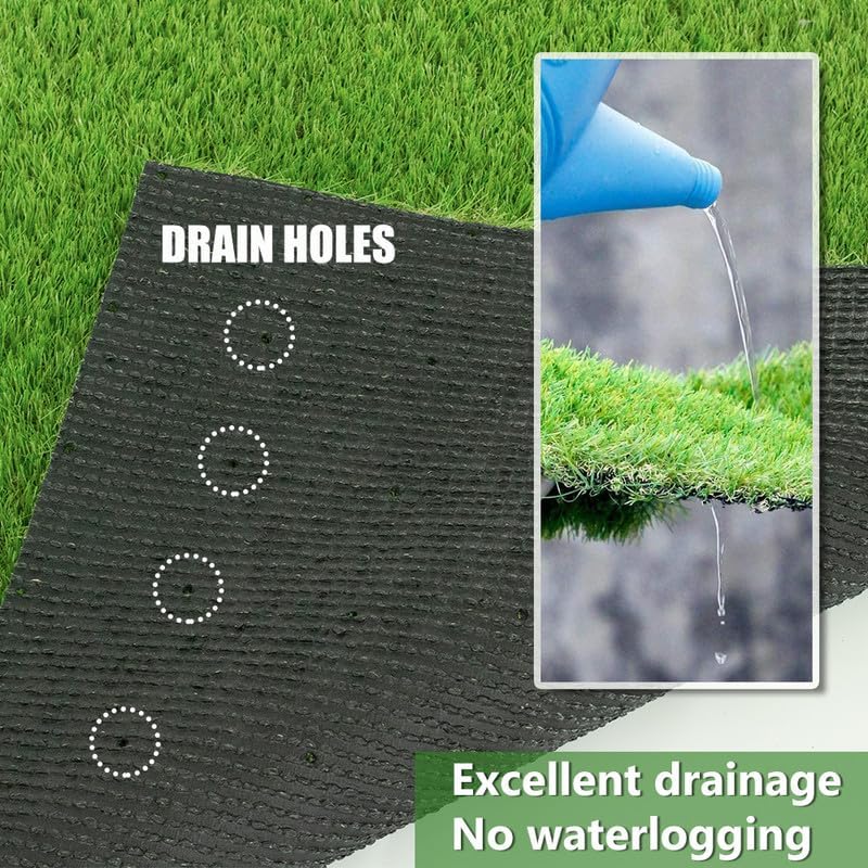 3FT x 10FT Artificial Turf 1.38inch Simulated Synthetic Fake Grass with Drainage Holes, Reusable Grass Urinal for Dogs, Backyard Lawn Rug Doormat Decorations, Custom