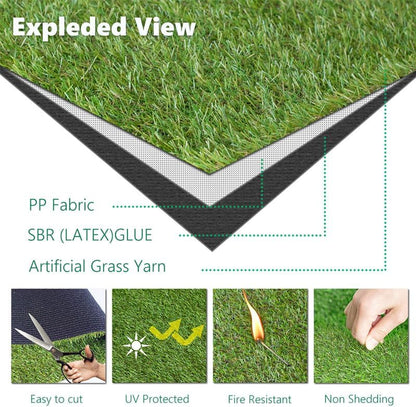 3FT x 10FT Artificial Turf 1.38inch Simulated Synthetic Fake Grass with Drainage Holes, Reusable Grass Urinal for Dogs, Backyard Lawn Rug Doormat Decorations, Custom