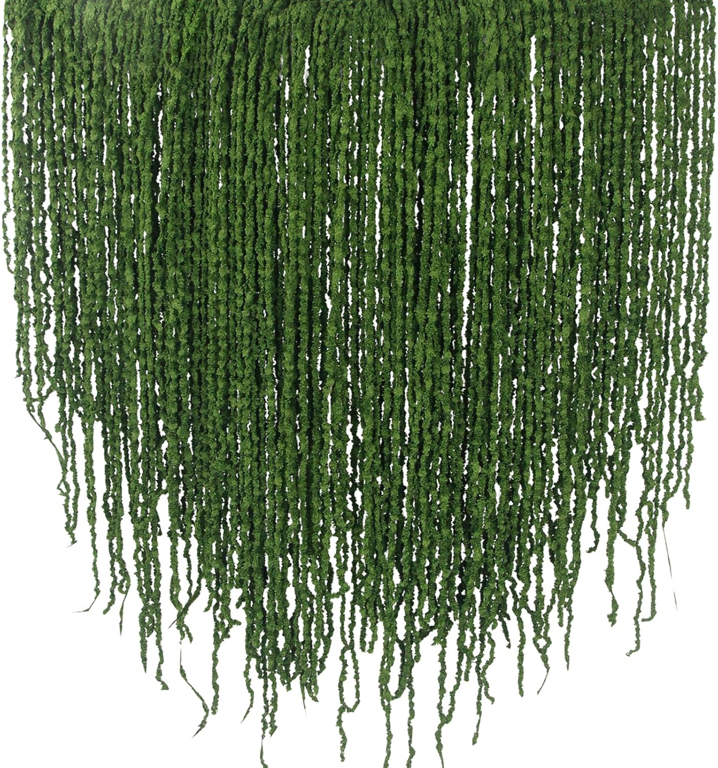 100 Pcs Hanging Moss Vines Faux Moss Garland for Decorating Artificial Amaranthus Hanging Flowers 63" Fake Mossy Rope for Crafts Wedding Arch Floral Arrangment Wall Hanging Mantle Green