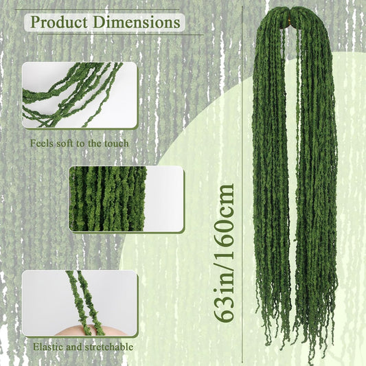 100 Pcs Hanging Moss Vines Faux Moss Garland for Decorating Artificial Amaranthus Hanging Flowers 63" Fake Mossy Rope for Crafts Wedding Arch Floral Arrangment Wall Hanging Mantle Green