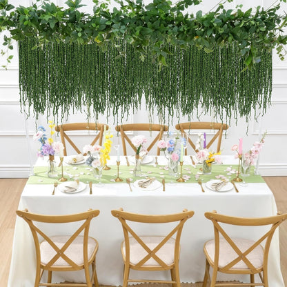 100 Pcs Hanging Moss Vines Faux Moss Garland for Decorating Artificial Amaranthus Hanging Flowers 63" Fake Mossy Rope for Crafts Wedding Arch Floral Arrangment Wall Hanging Mantle Green