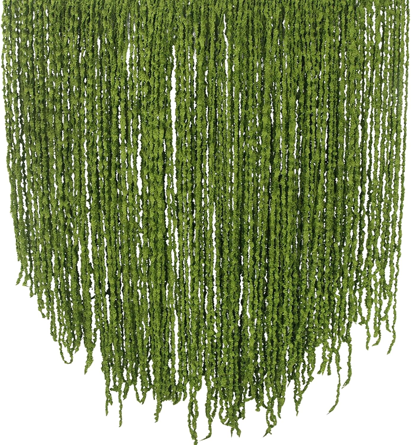 100 Pcs Hanging Moss Vines Faux Moss Garland for Decorating Artificial Amaranthus Hanging Flowers 63" Fake Mossy Rope for Crafts Wedding Arch Floral Arrangment Wall Hanging Mantle Green