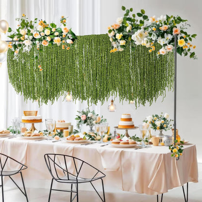 100 Pcs Hanging Moss Vines Faux Moss Garland for Decorating Artificial Amaranthus Hanging Flowers 63" Fake Mossy Rope for Crafts Wedding Arch Floral Arrangment Wall Hanging Mantle Green