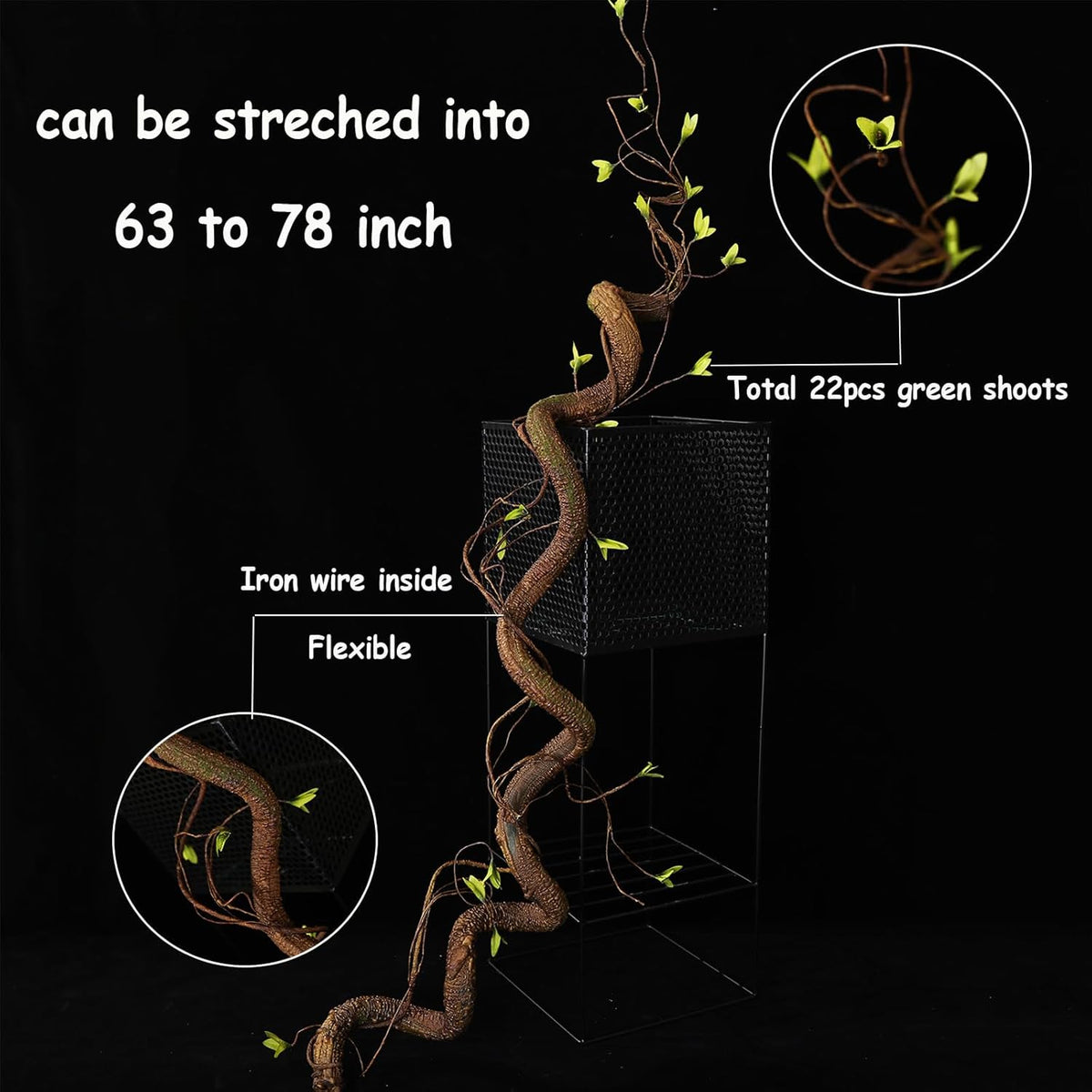 63" Realistic Ivy Wood Vine Garland with Leaf Wall Hanging Decor