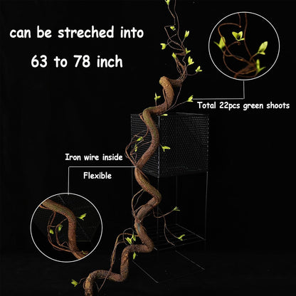 63" Realistic Ivy Wood Vine Garland with Leaf Wall Hanging Decor
