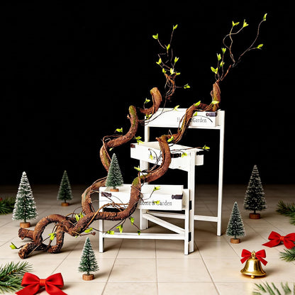 63" Realistic Ivy Wood Vine Garland with Leaf Wall Hanging Decor