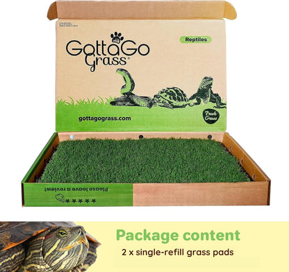 Gotta Go Grass for Reptiles - Natural Grass Bedding Mat & Resting Pad, Real Lawn Patch for Tortoises, Lizards, Snakes and Amphibians, Safe & Absorbent Reptile Substrate, 16" x 24" (Refill)