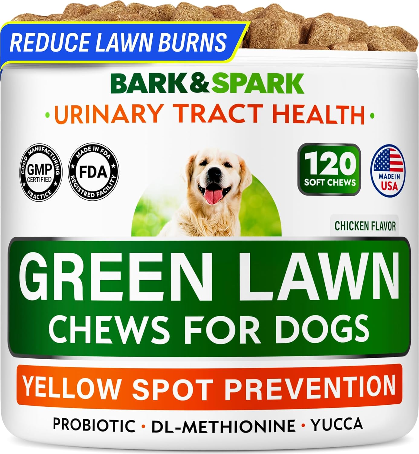 Green Grass Chews - Dog Pee Grass Spot Saver Caused by Dog Urine - Urine Neutralizer for Lawn, Gut Health Probiotics & Enzymes, Lawn Burn from Pee, Grass Burn Spot Chews Rocks