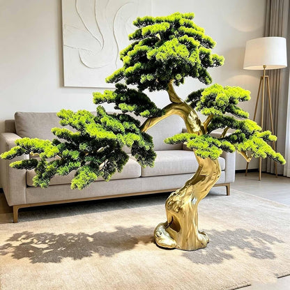 Large Artificial Bonsai Tree - Faux Plants Indoor Podocarpus Tree, Realistic Guest-Greeting Pine Decor for Home Office, Living Room, Farmhouse Zen Decor (5FT)