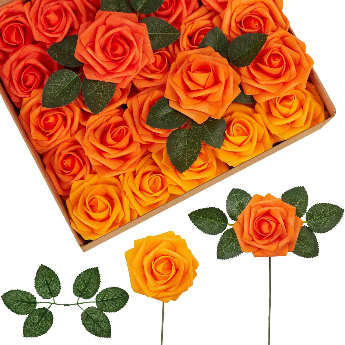 Fake Roses 50 Pcs Dark Red Flowers Artificial Faux Foam Floral