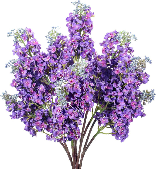 Thiccywoov 6 Pcs 25 Artificial Lilac Flowers Fake Delphinium Antirrhinum Stem Silk Flower Faux Floral Arrangement for Vase Table Centerpiece Wedding Bouquet Home Decoration (Purple)