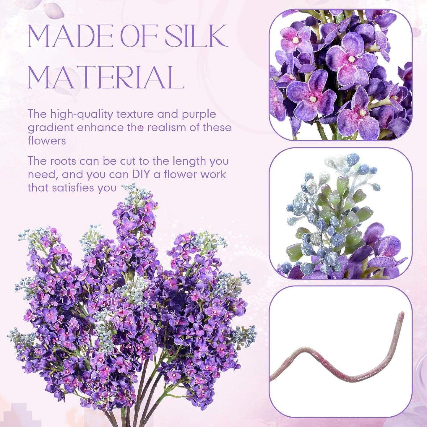 Thiccywoov 6 Pcs 25 Artificial Lilac Flowers Fake Delphinium Antirrhinum Stem Silk Flower Faux Floral Arrangement for Vase Table Centerpiece Wedding Bouquet Home Decoration (Purple)