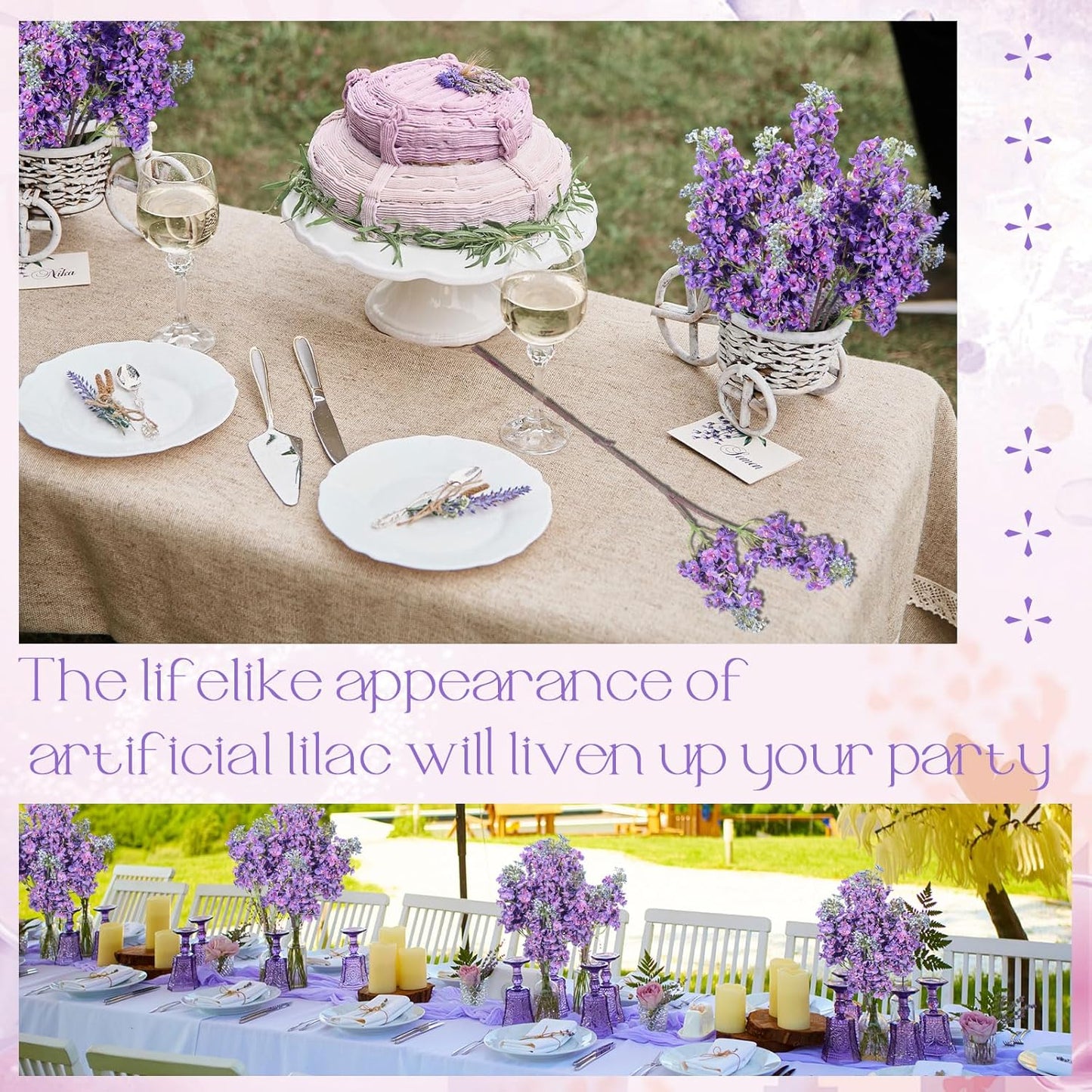 Thiccywoov 6 Pcs 25 Artificial Lilac Flowers Fake Delphinium Antirrhinum Stem Silk Flower Faux Floral Arrangement for Vase Table Centerpiece Wedding Bouquet Home Decoration (Purple)
