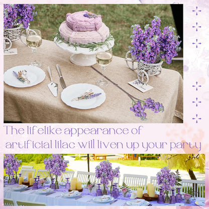 Thiccywoov 6 Pcs 25 Artificial Lilac Flowers Fake Delphinium Antirrhinum Stem Silk Flower Faux Floral Arrangement for Vase Table Centerpiece Wedding Bouquet Home Decoration (Purple)
