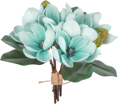 2Bundles Artificial Magnolia Flowers White Silk Magnolia Flowers Branches Faux Magnolias Flower with Stems Real Touch Magnolias Flower Bouquet for Wedding Home Indoor Outdoor Decor