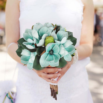 2Bundles Artificial Magnolia Flowers White Silk Magnolia Flowers Branches Faux Magnolias Flower with Stems Real Touch Magnolias Flower Bouquet for Wedding Home Indoor Outdoor Decor