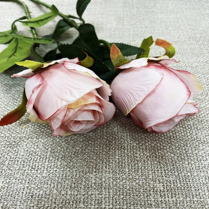 10pcs Artificial Rose Flowers Long Stem Fake Silk Roses for DIY Wedding Bouquet Table Centerpiece Home Decor (Light Pink)