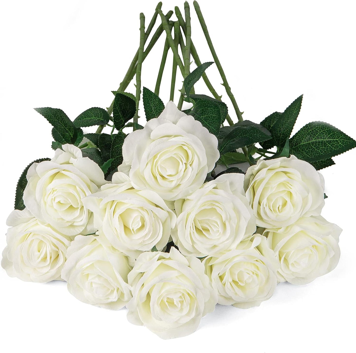 10pcs Artificial Rose Flowers Long Stem Fake Silk Roses for DIY Wedding Bouquet Table Centerpiece Home Decor (Light Pink)