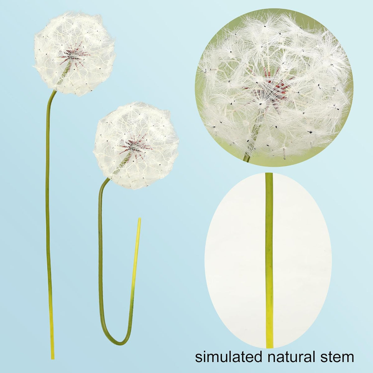 TOPIA Giant Artificial Dandelion Flower Fake Dandelion Decor for Home (2 Pcs) (White)