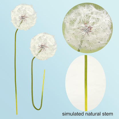 TOPIA Giant Artificial Dandelion Flower Fake Dandelion Decor for Home (2 Pcs) (White)