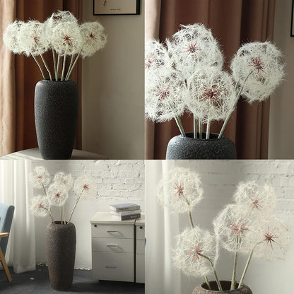 TOPIA Giant Artificial Dandelion Flower Fake Dandelion Decor for Home (2 Pcs) (White)
