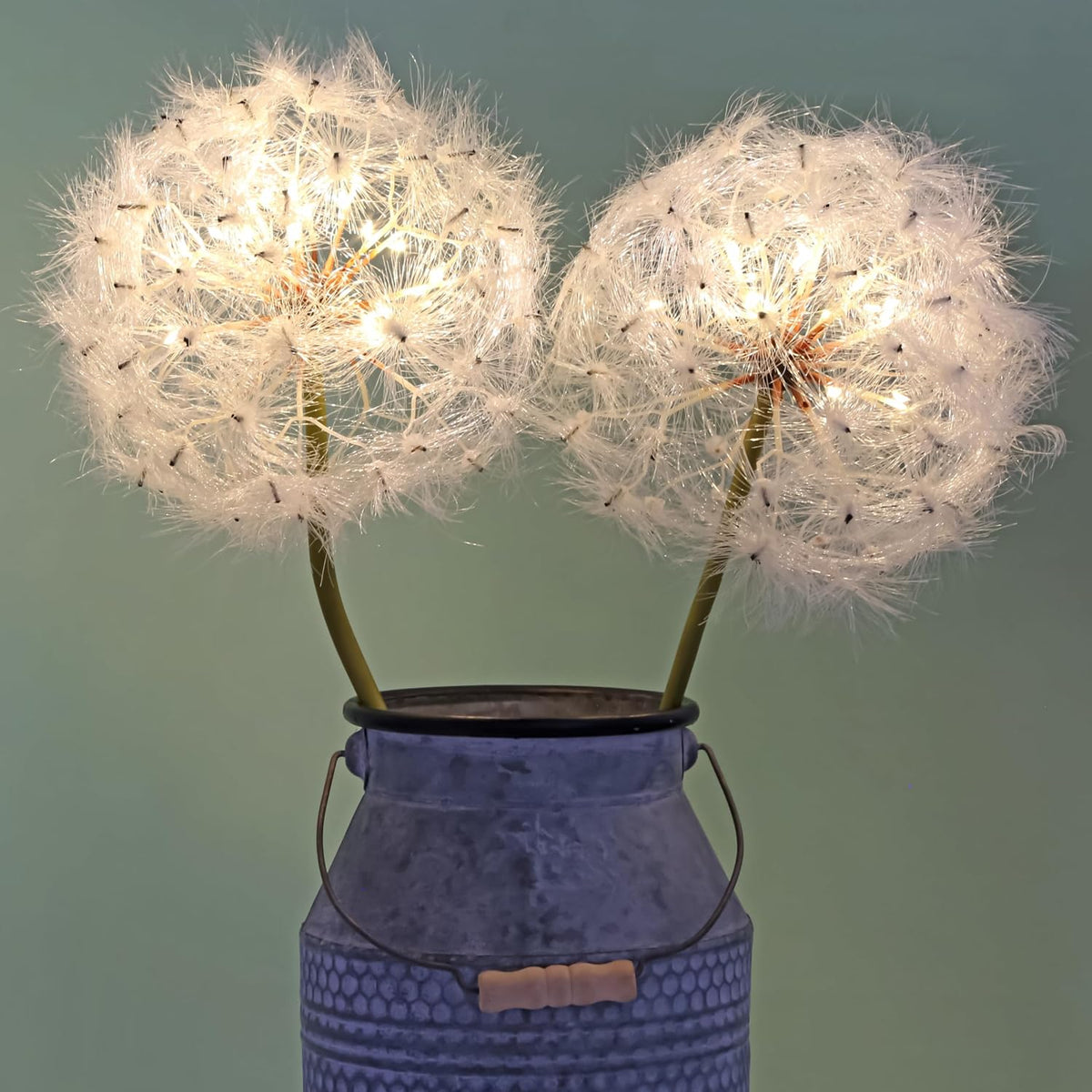 TOPIA Giant Artificial Dandelion Flower Fake Dandelion Decor for Home (2 Pcs) (White)