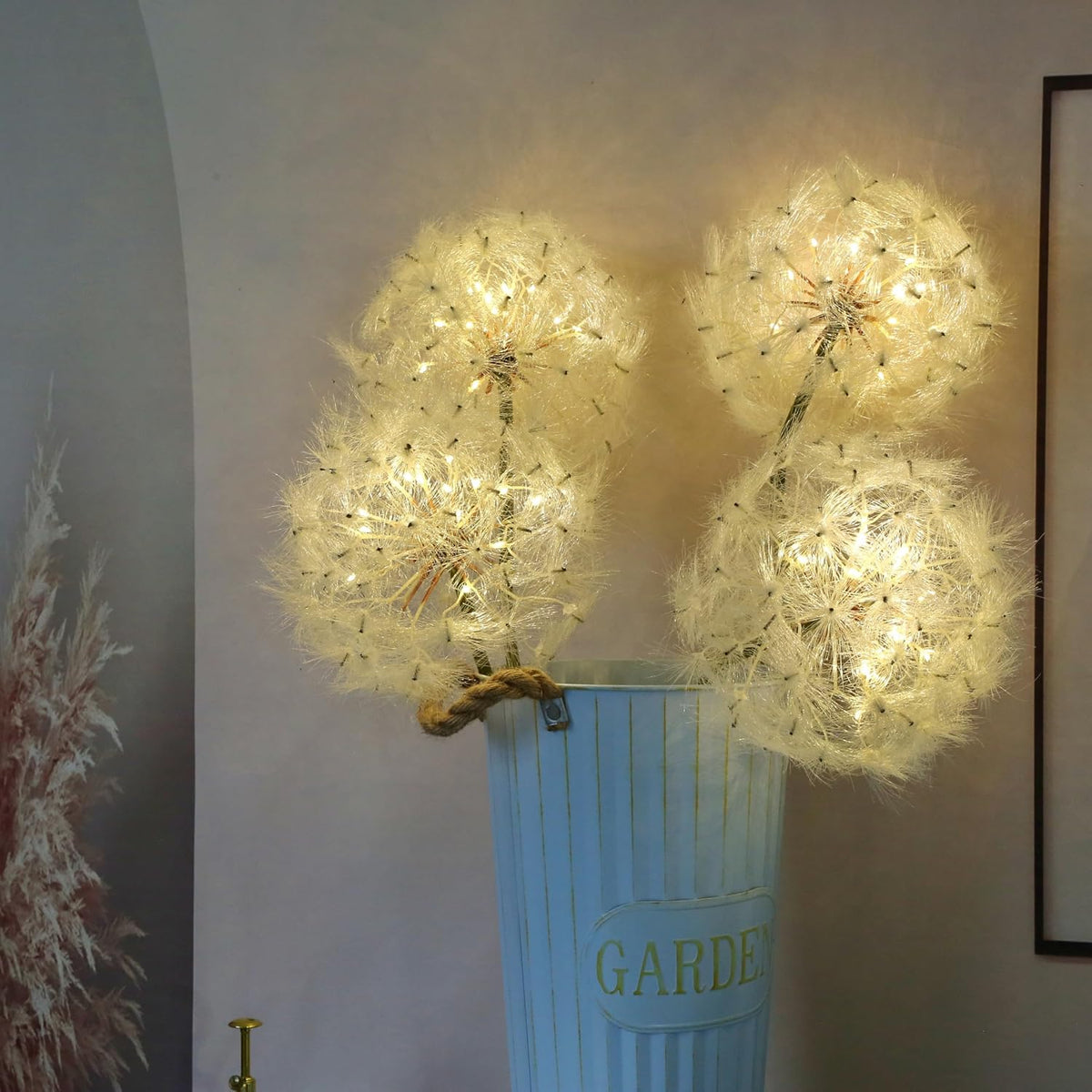 TOPIA Giant Artificial Dandelion Flower Fake Dandelion Decor for Home (2 Pcs) (White)