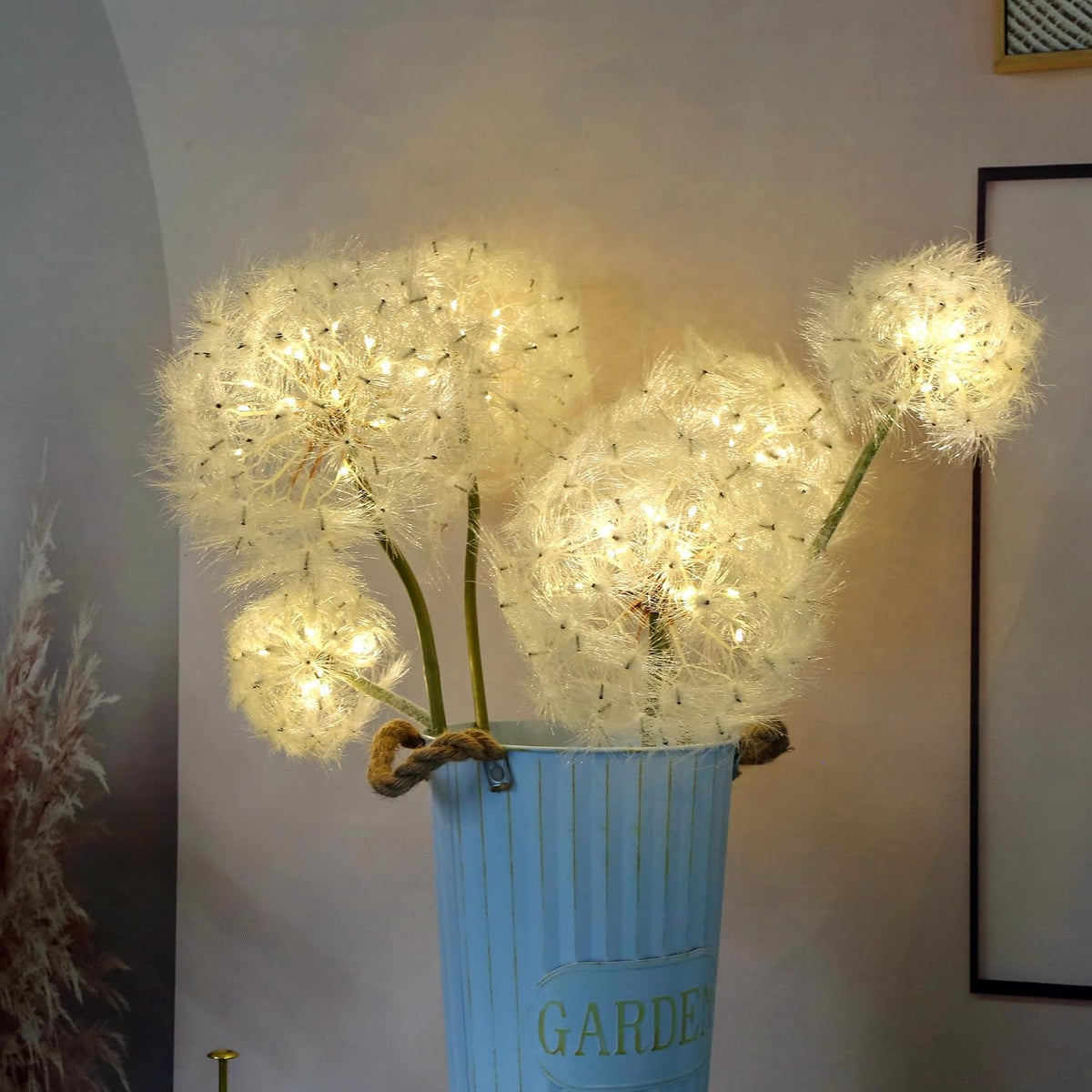 TOPIA Giant Artificial Dandelion Flower Fake Dandelion Decor for Home (2 Pcs) (White)