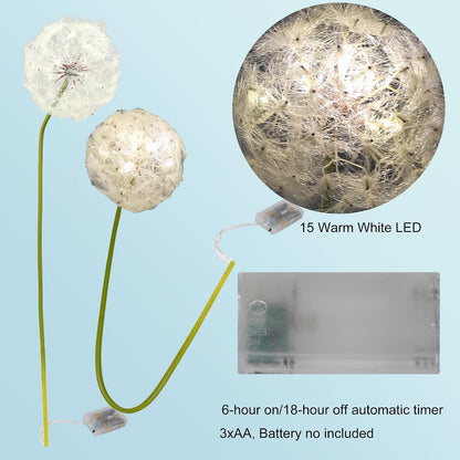 TOPIA Giant Artificial Dandelion Flower Fake Dandelion Decor for Home (2 Pcs) (White)