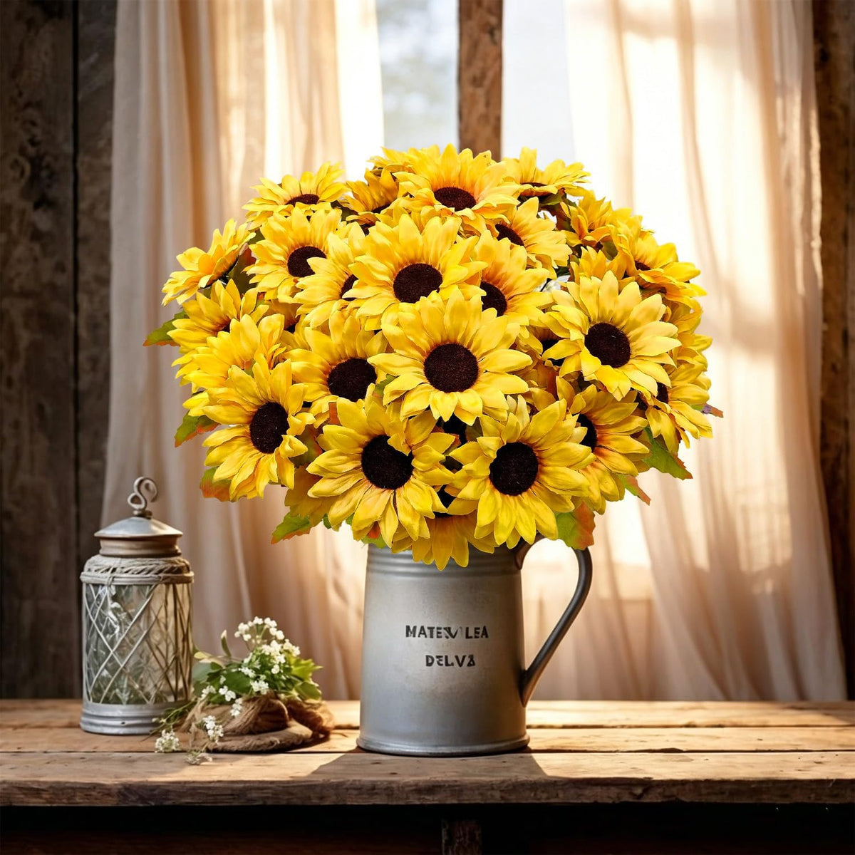 6 Bundles 30 Heads Sunflowers Artificial Flowers Fake Mums Faux Fall Flowers for Outdoors UV Resistant Silk Sunflower for Vase Autumn Wedding Porch Garden Indoor Outside Decor (Yellow)