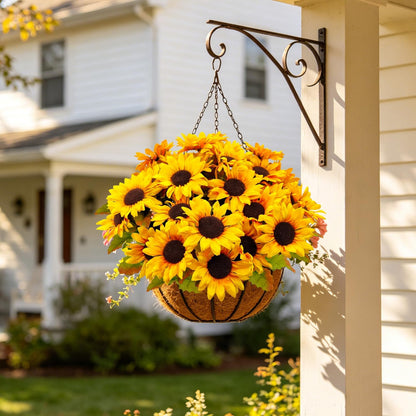 6 Bundles 30 Heads Sunflowers Artificial Flowers Fake Mums Faux Fall Flowers for Outdoors UV Resistant Silk Sunflower for Vase Autumn Wedding Porch Garden Indoor Outside Decor (Yellow)