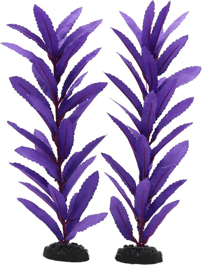 2-Pack 12 Inch Aquarium Silk Aquarium Plants, Artificial Plastic Plant | For Small Tank, Goldfish, Fish Hides