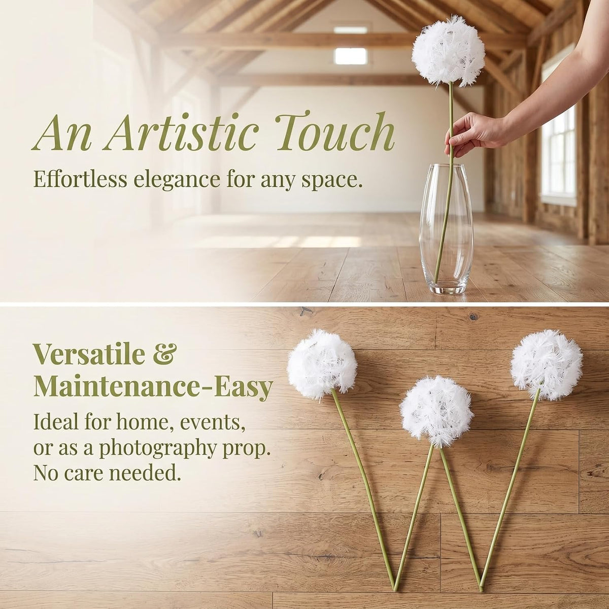 Simulated Dandelion Artificial Flowers 27.55In Faux Dried Flower Vase Filler Fake Dandelion for Indoor Outdoor Home Decor Wedding Party Centerpiece