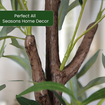 Artificial Olive Tree, 4FT Tall Faux Olive Trees 48in Outdoor Fake Potted Silk Plant with Trunk and Realistic 436 Leaves and 16 Fruits for Modern Office Home Decor（1pack）