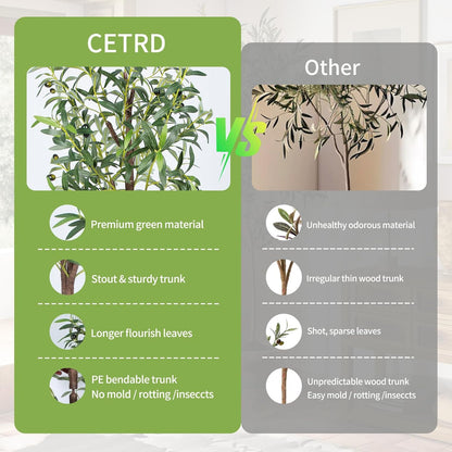 Artificial Olive Tree, 4FT Tall Faux Olive Trees 48in Outdoor Fake Potted Silk Plant with Trunk and Realistic 436 Leaves and 16 Fruits for Modern Office Home Decor（1pack）