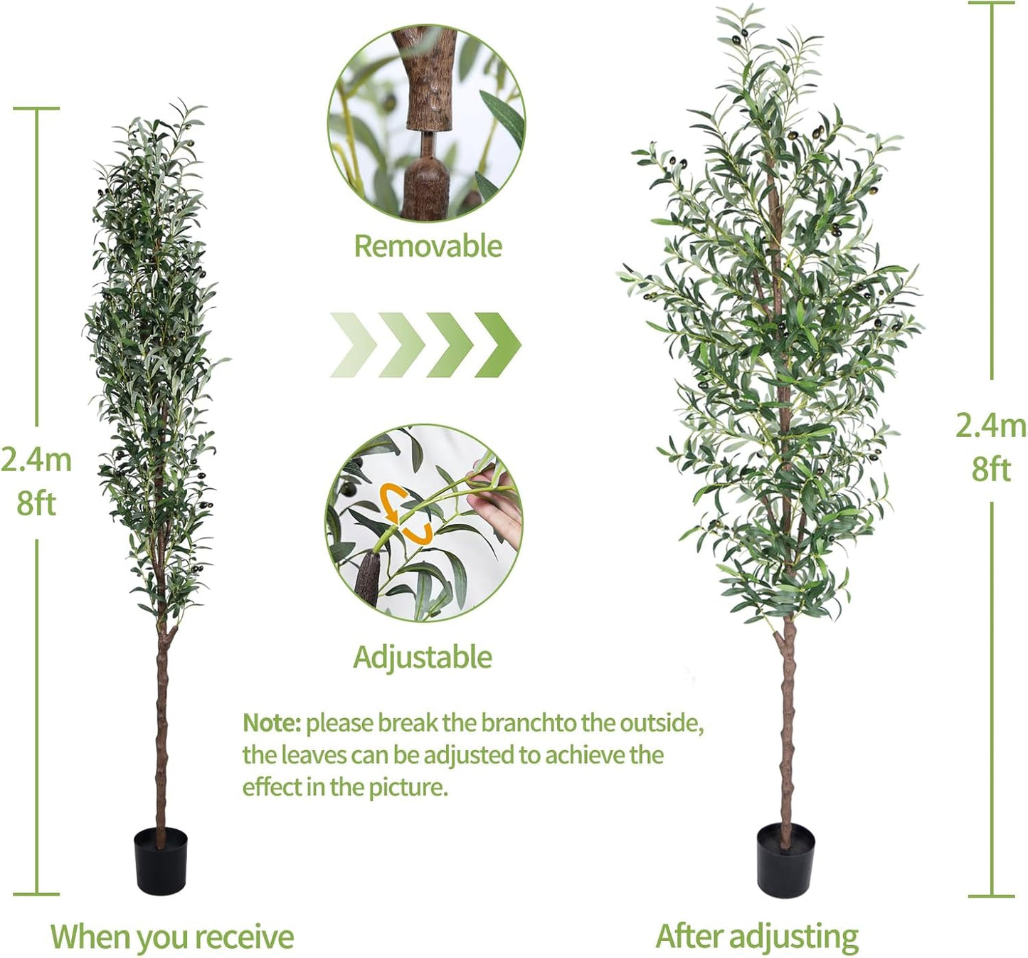 Artificial Olive Tree, 4FT Tall Faux Olive Trees 48in Outdoor Fake Potted Silk Plant with Trunk and Realistic 436 Leaves and 16 Fruits for Modern Office Home Decor（1pack）
